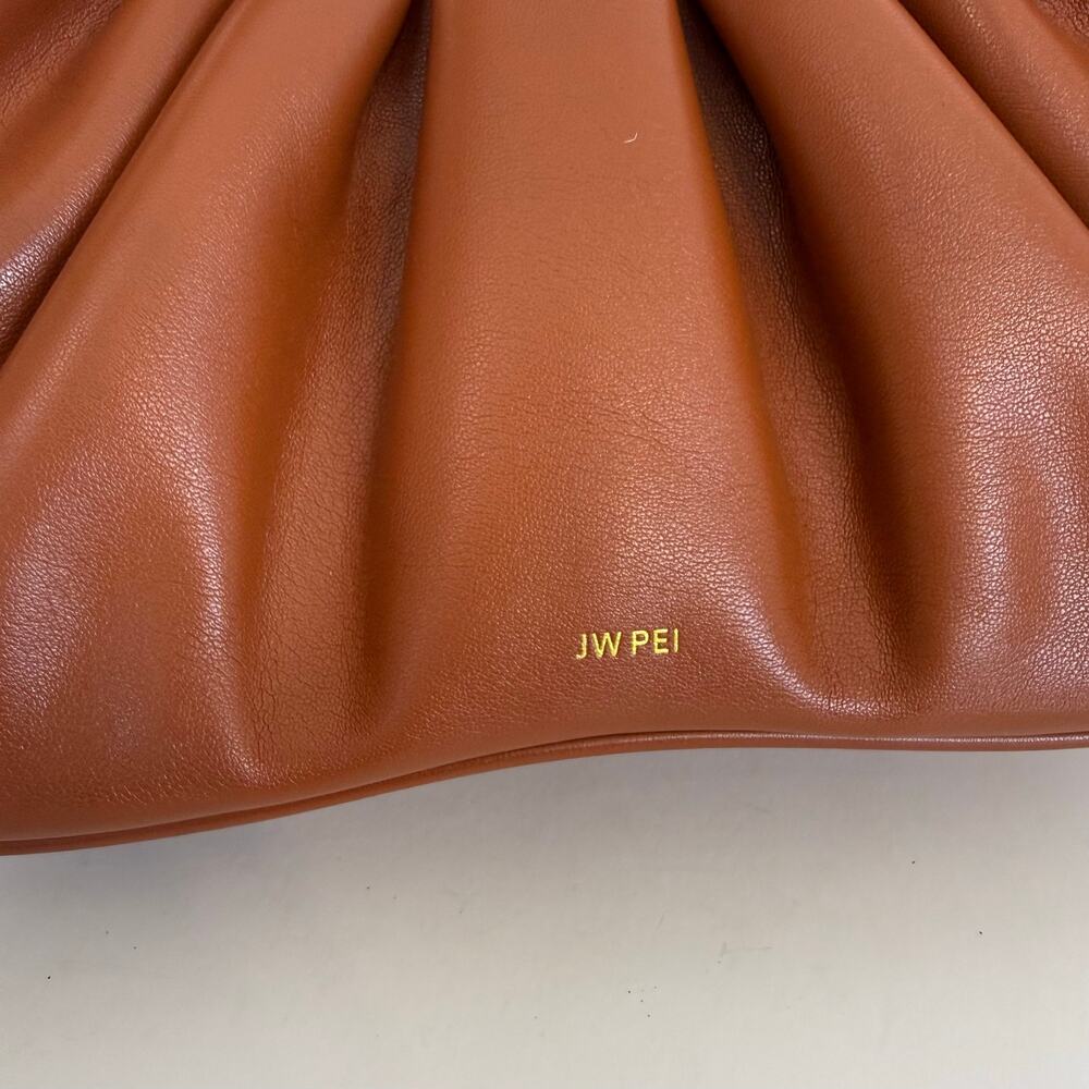 JW PEI Gabbi Ruched Small Shoulder Demi Bag in Nutella Brown Faux Leather Hobo - Picture 4 of 9